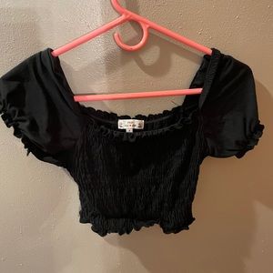 Cropped Short Sleeve Black Shirt (Small)